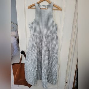 Rylee + Cru Green and White Gingham Midi Dress, Size Small